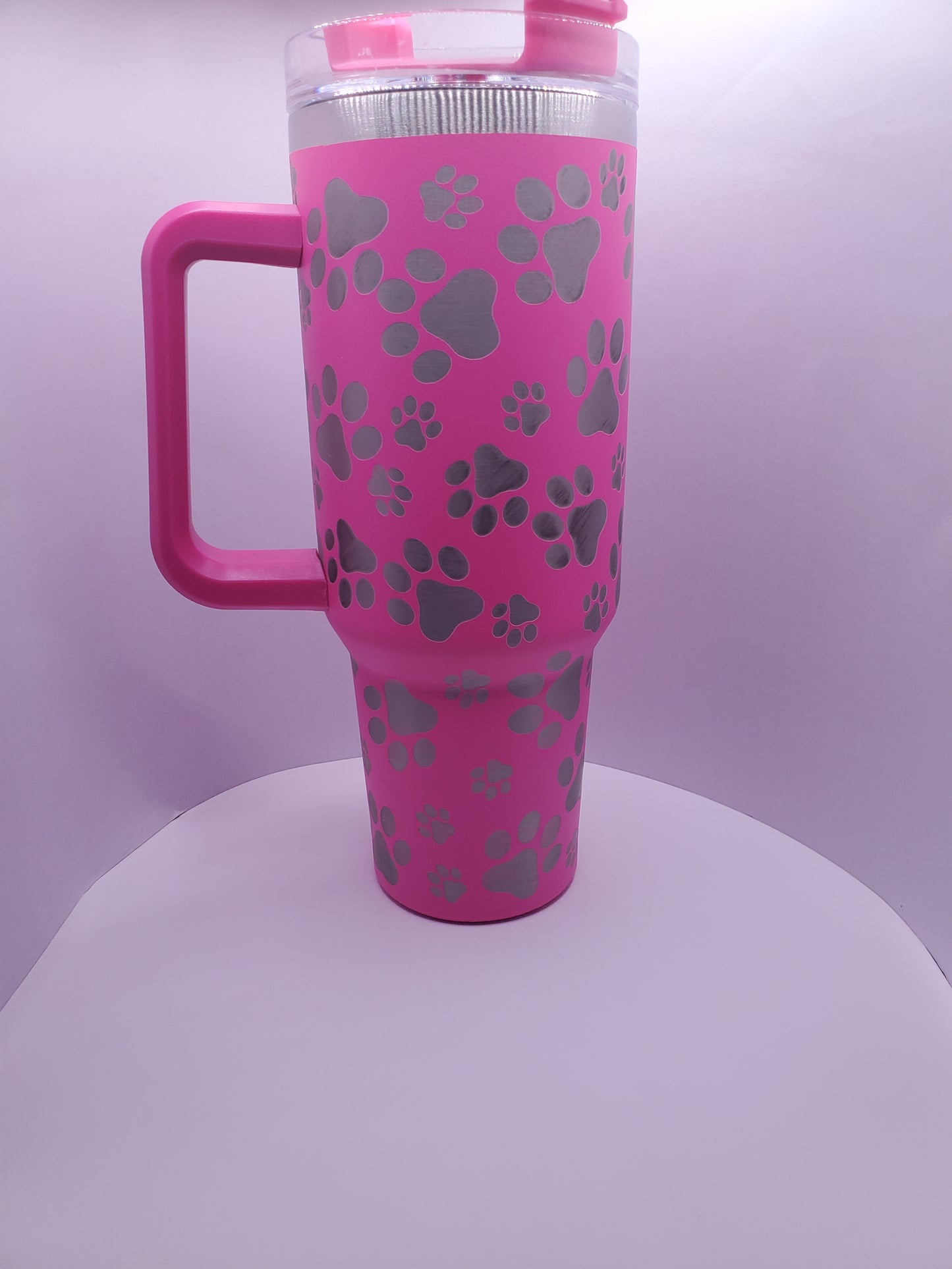 Paw print tumbler hot pink