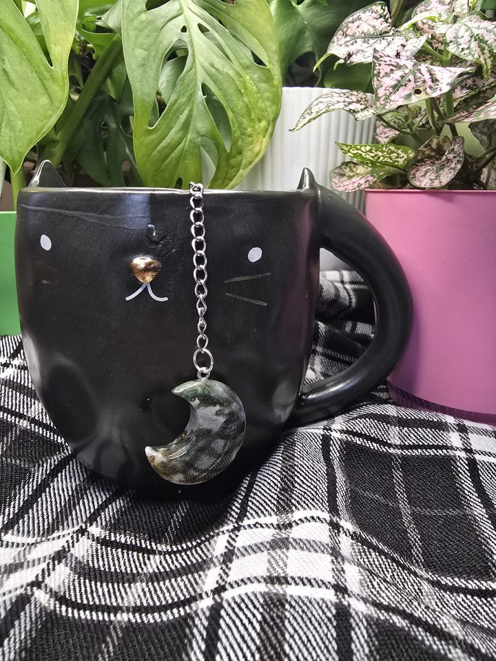 Moss Agate Crystal Heart Loose Leaf Tea Infuser