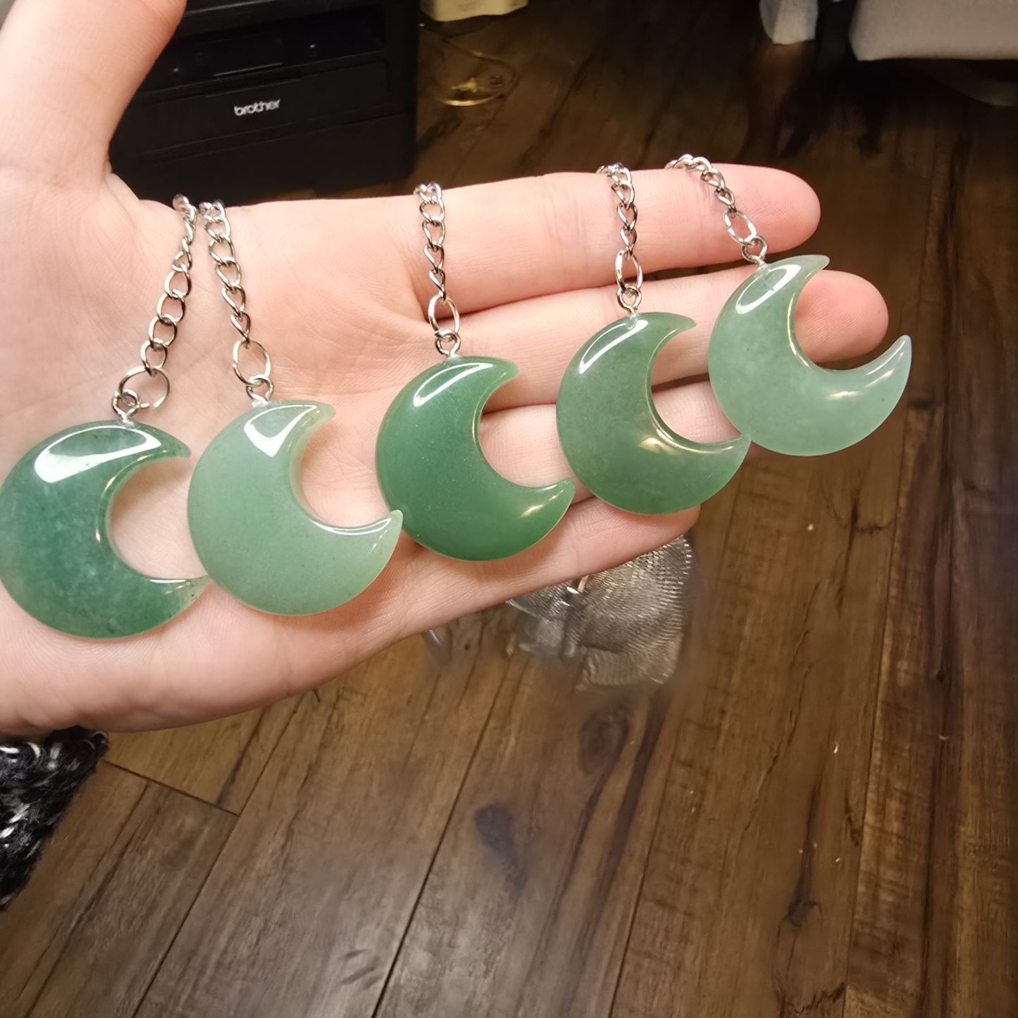 Green Aventurine Moon Loose Tea Leaf Infuser