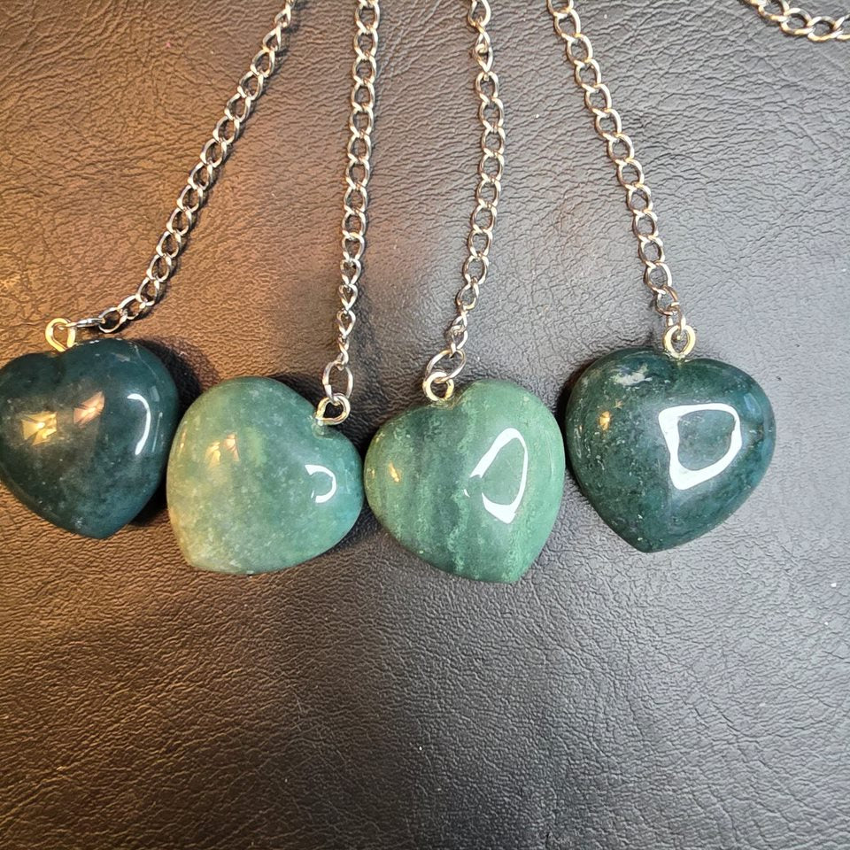Moss Agate Crystal Heart Loose Leaf Tea Infuser
