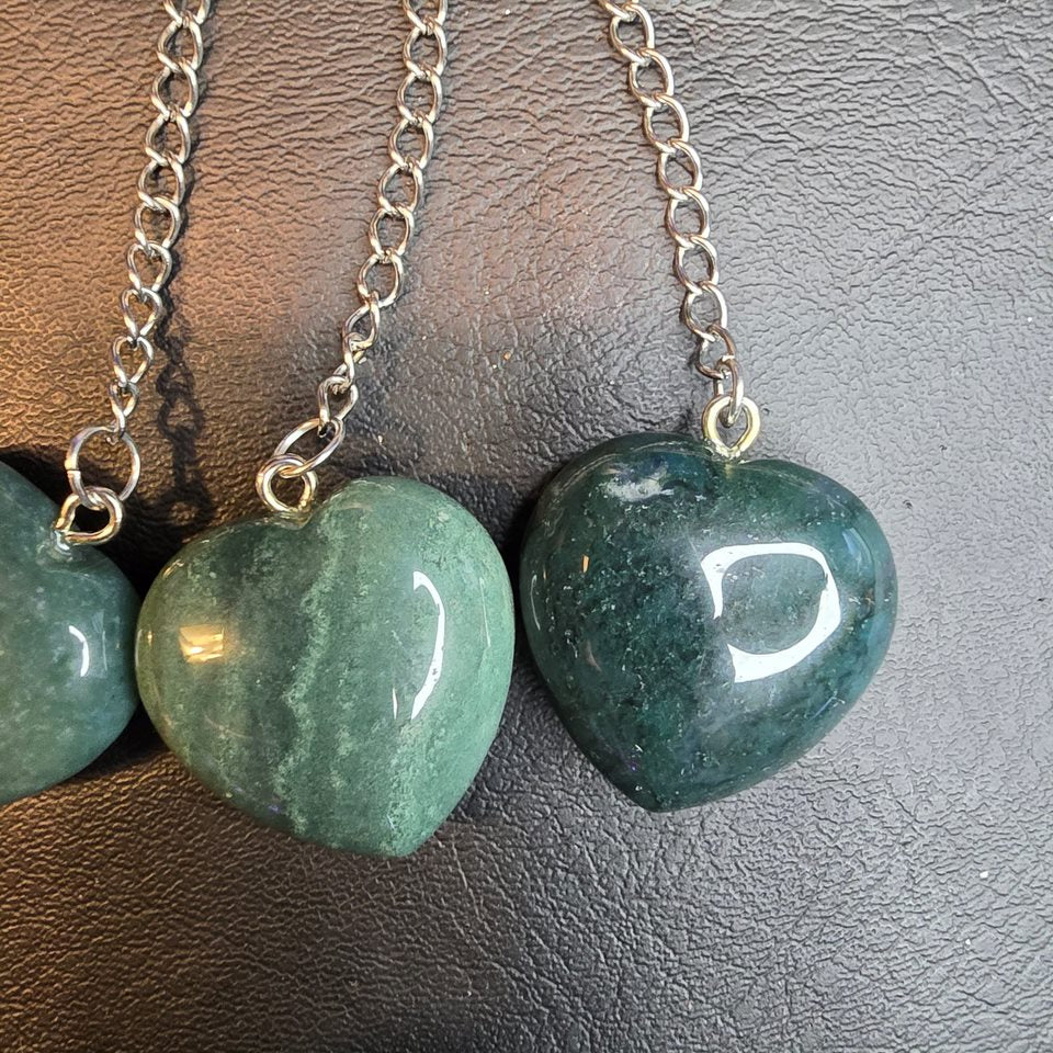 Moss Agate Crystal Heart Loose Leaf Tea Infuser