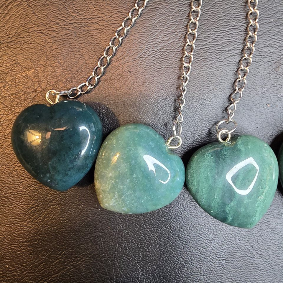 Moss Agate Crystal Heart Loose Leaf Tea Infuser