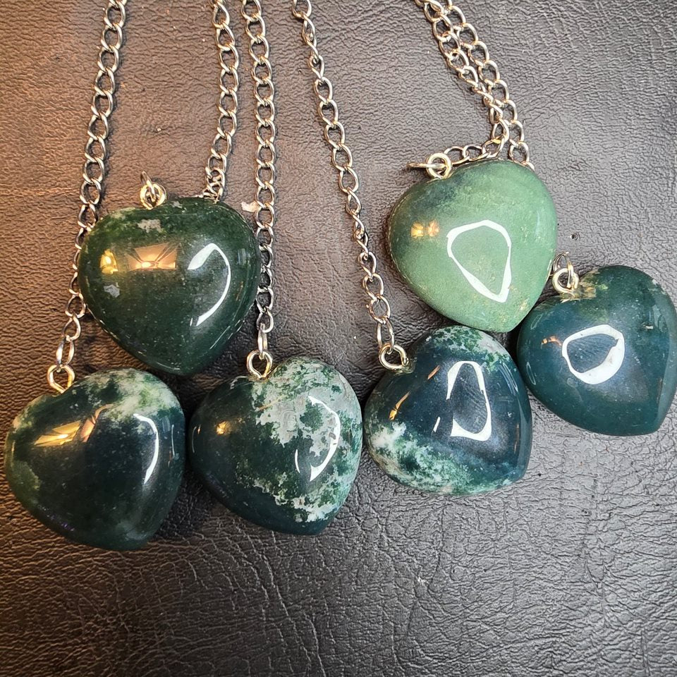 Moss Agate Crystal Heart Loose Leaf Tea Infuser
