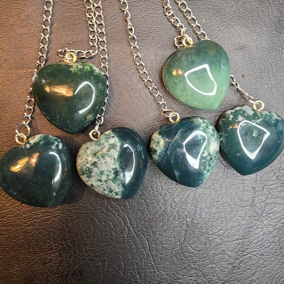 Moss Agate Crystal Heart Loose Leaf Tea Infuser