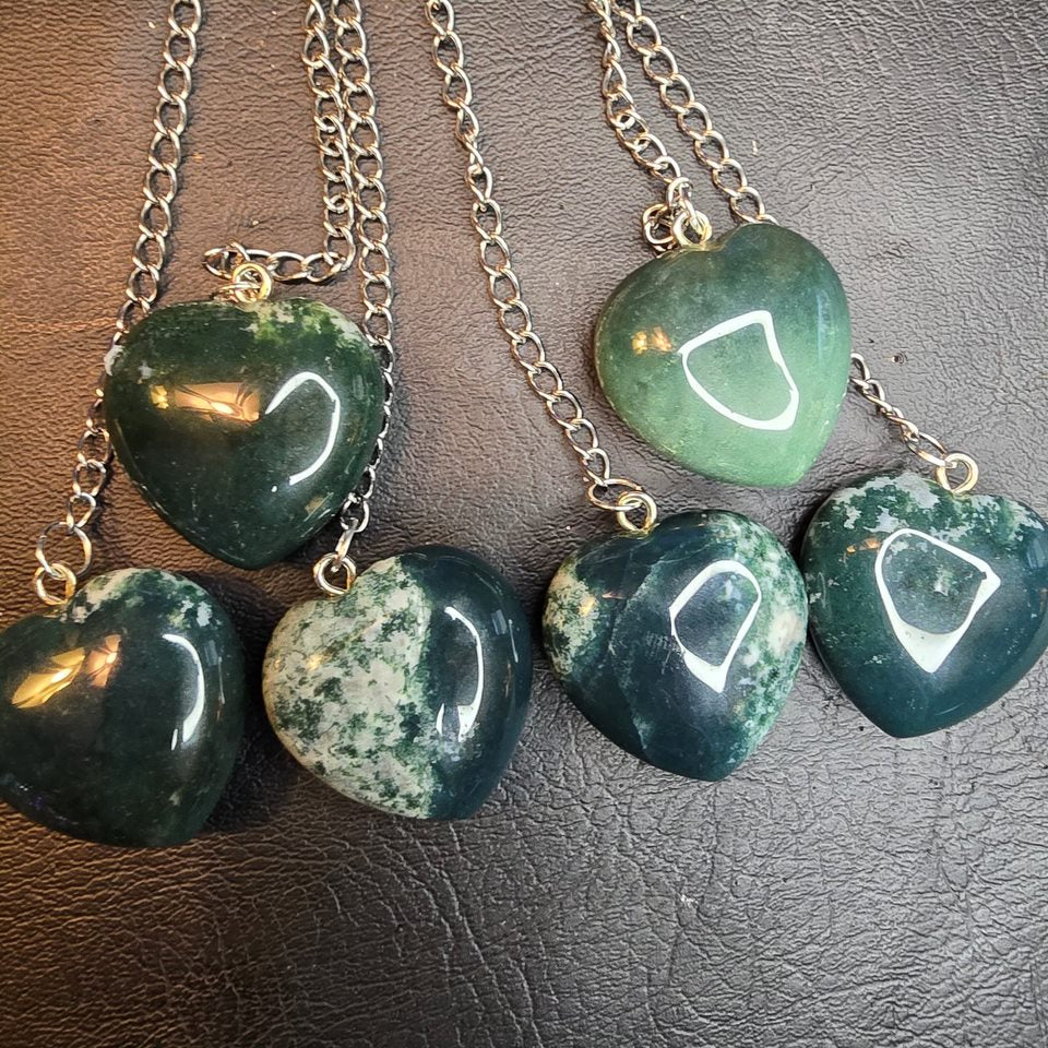 Moss Agate Crystal Heart Loose Leaf Tea Infuser