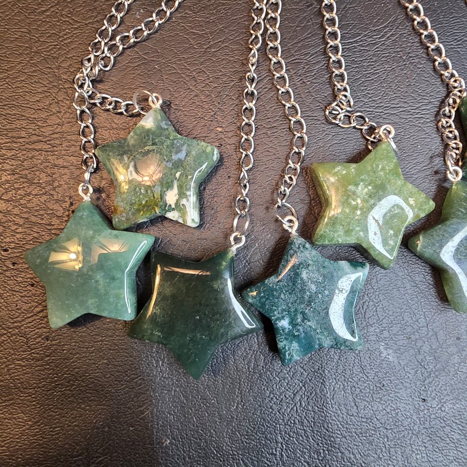 Moss Agate Crystal Star loose leaf tea infuser