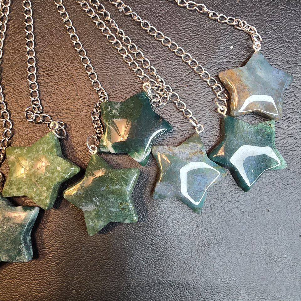 Moss Agate Crystal Star loose leaf tea infuser