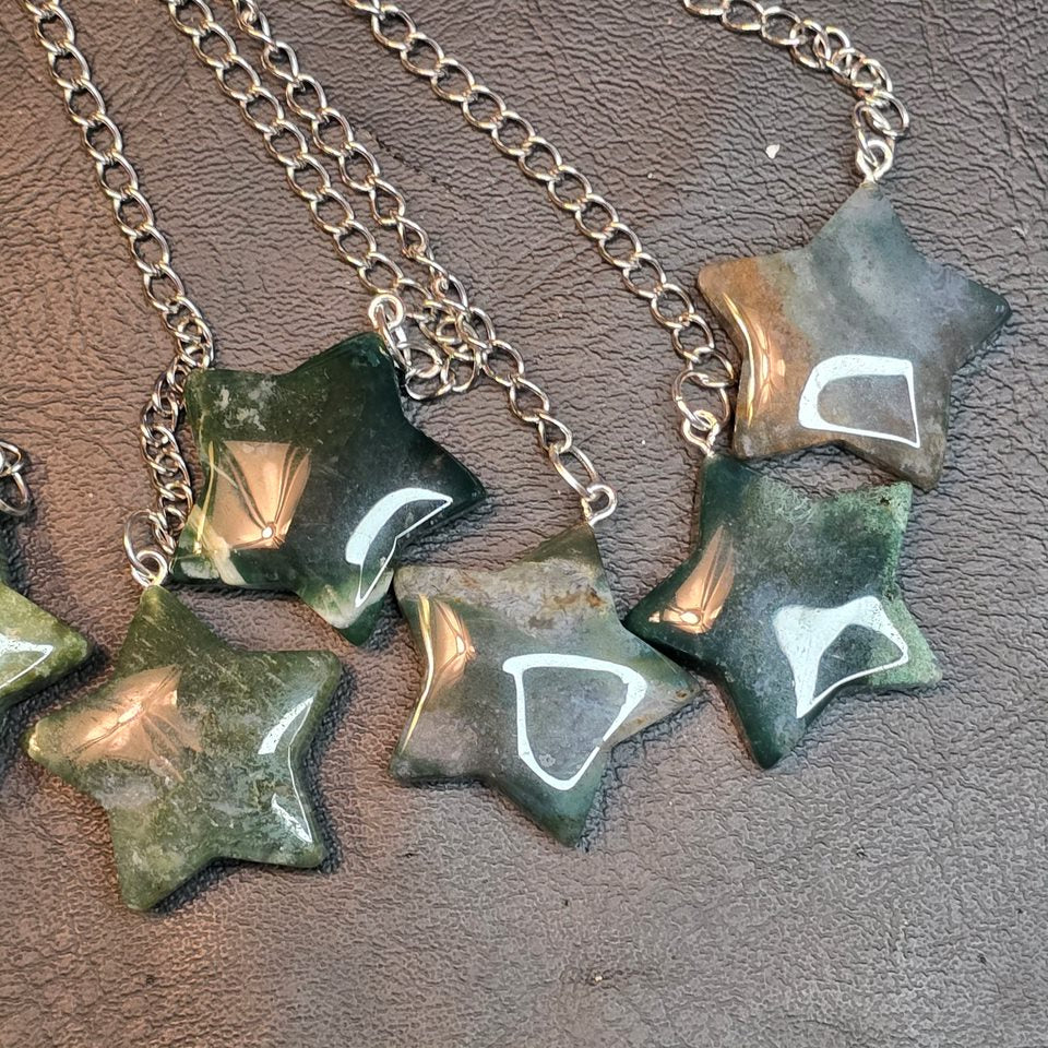 Moss Agate Crystal Star loose leaf tea infuser