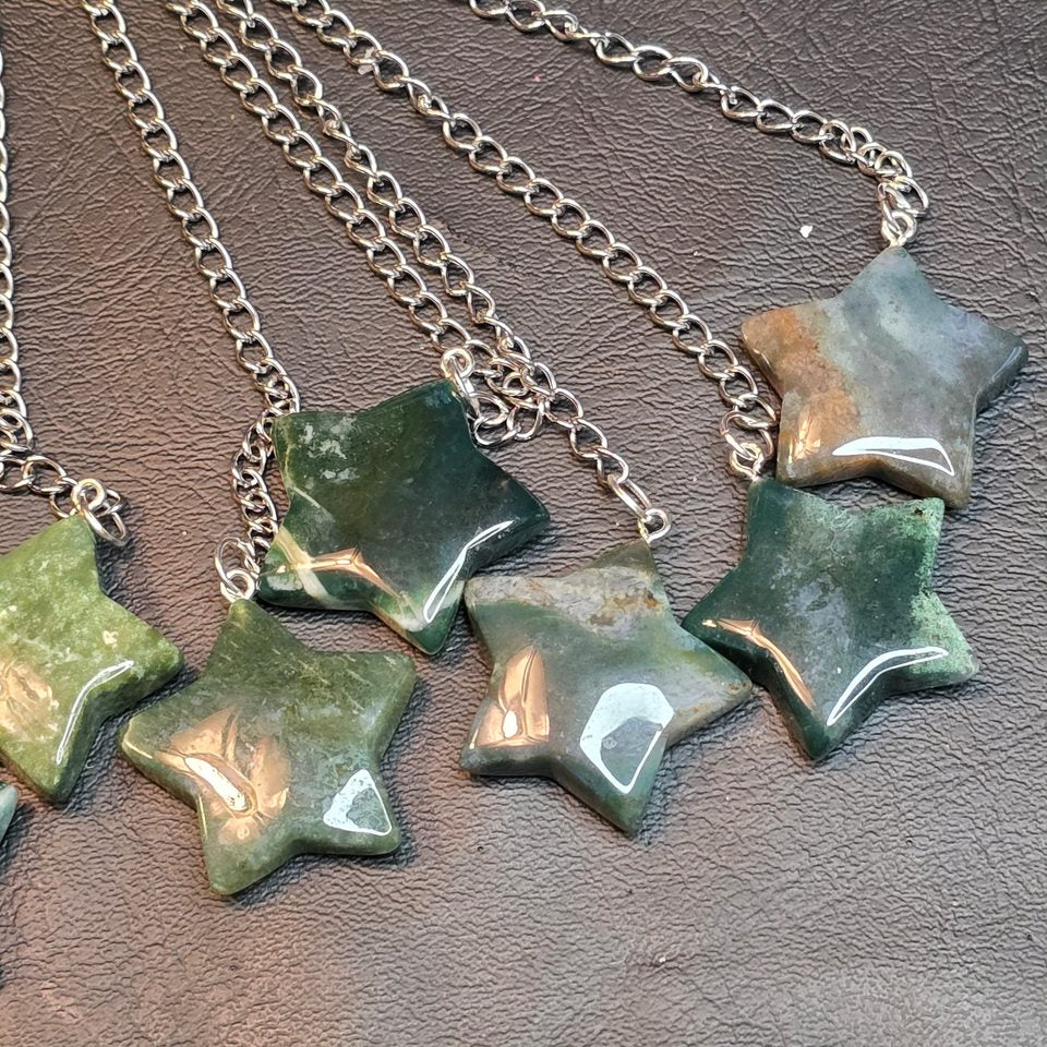 Moss Agate Crystal Star loose leaf tea infuser