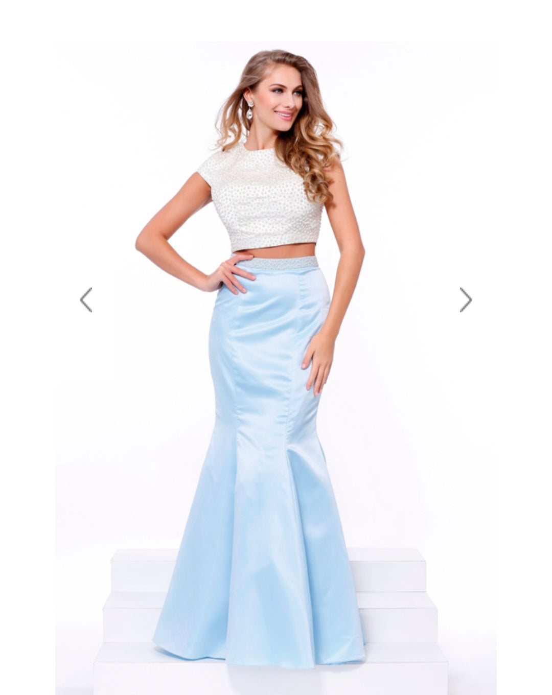2 piece blue and white dress