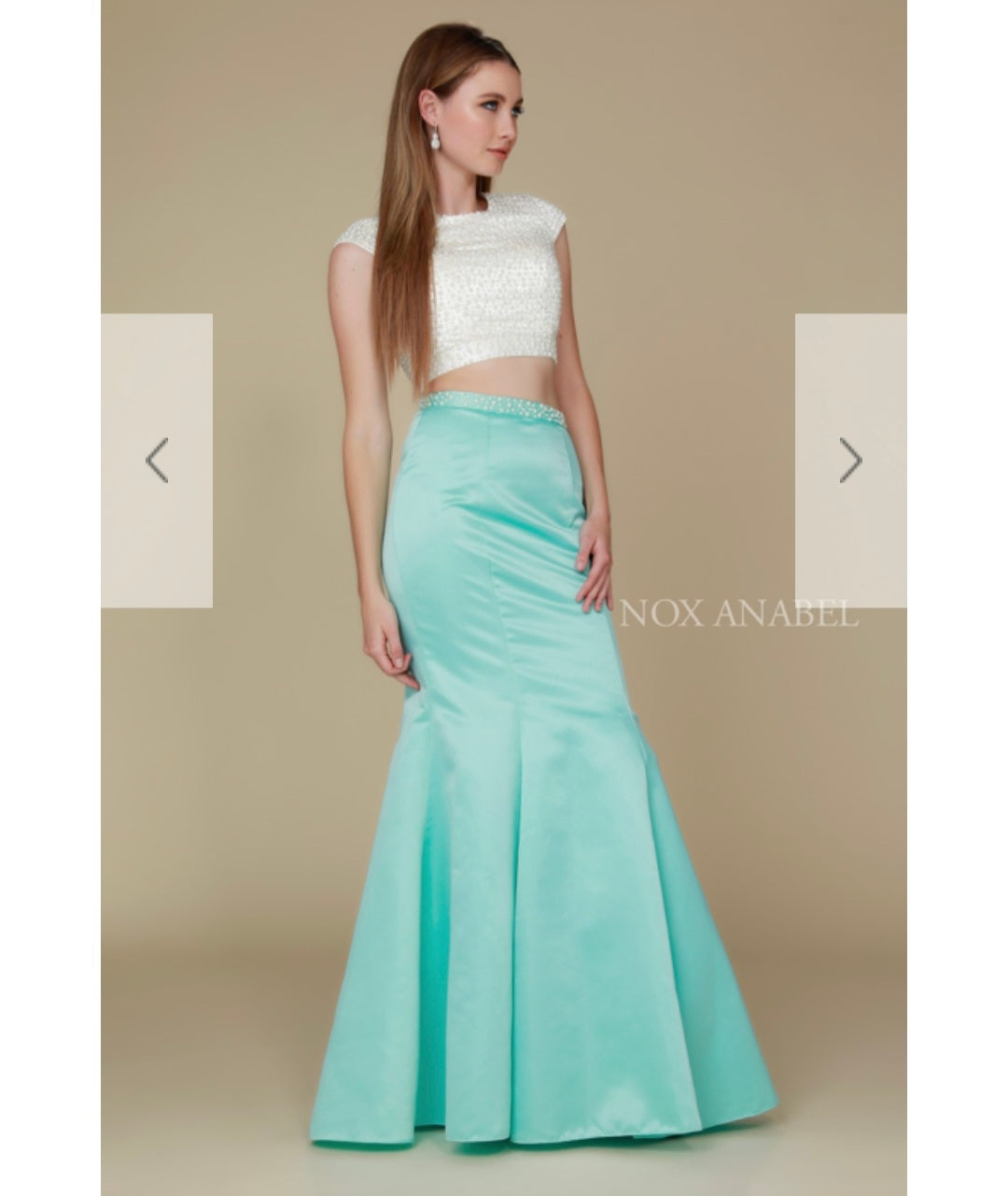 2 piece white and mint dress