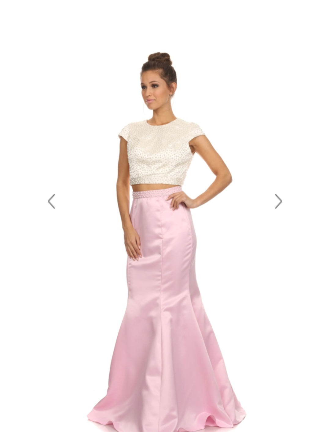 2 piece white and pink dress
