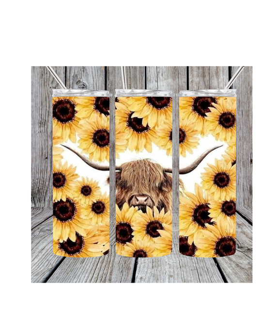 Sunflower cow tumbler