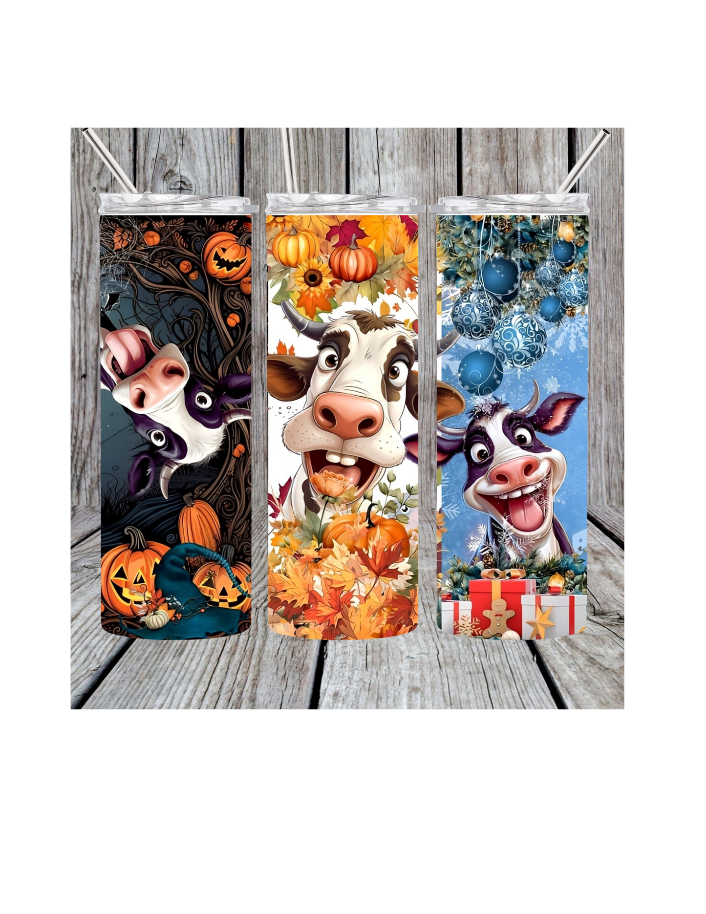 Cow hallothankmas tumbler