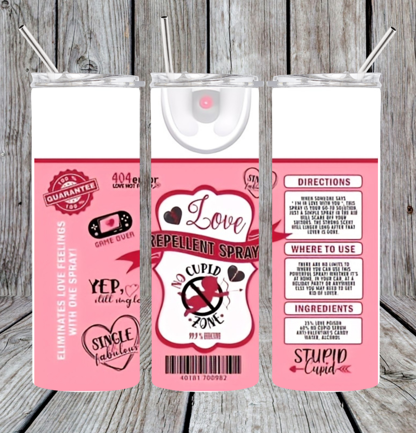 Pink love repellent spray tumbler