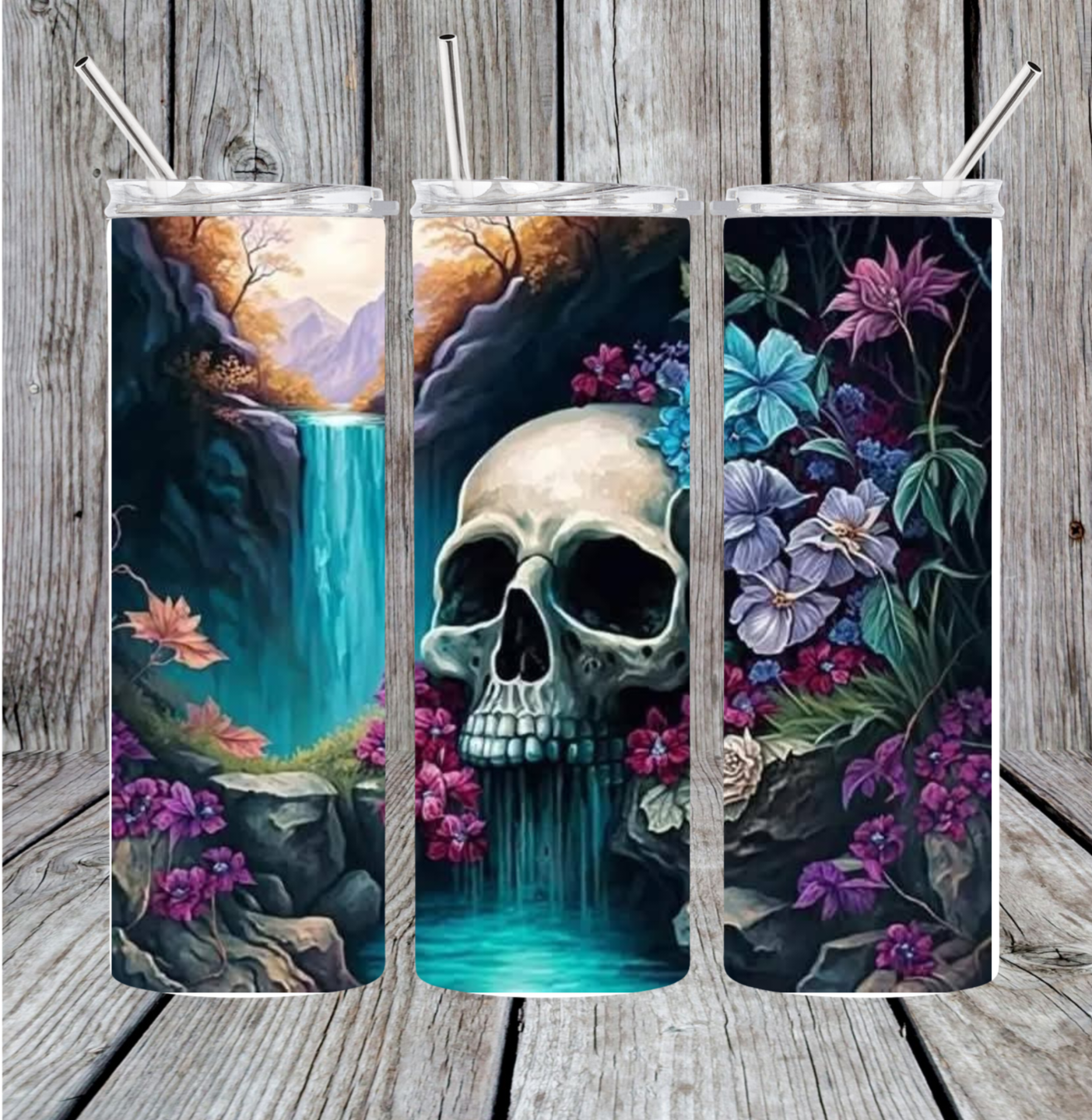 Skull and waterfall tumbler