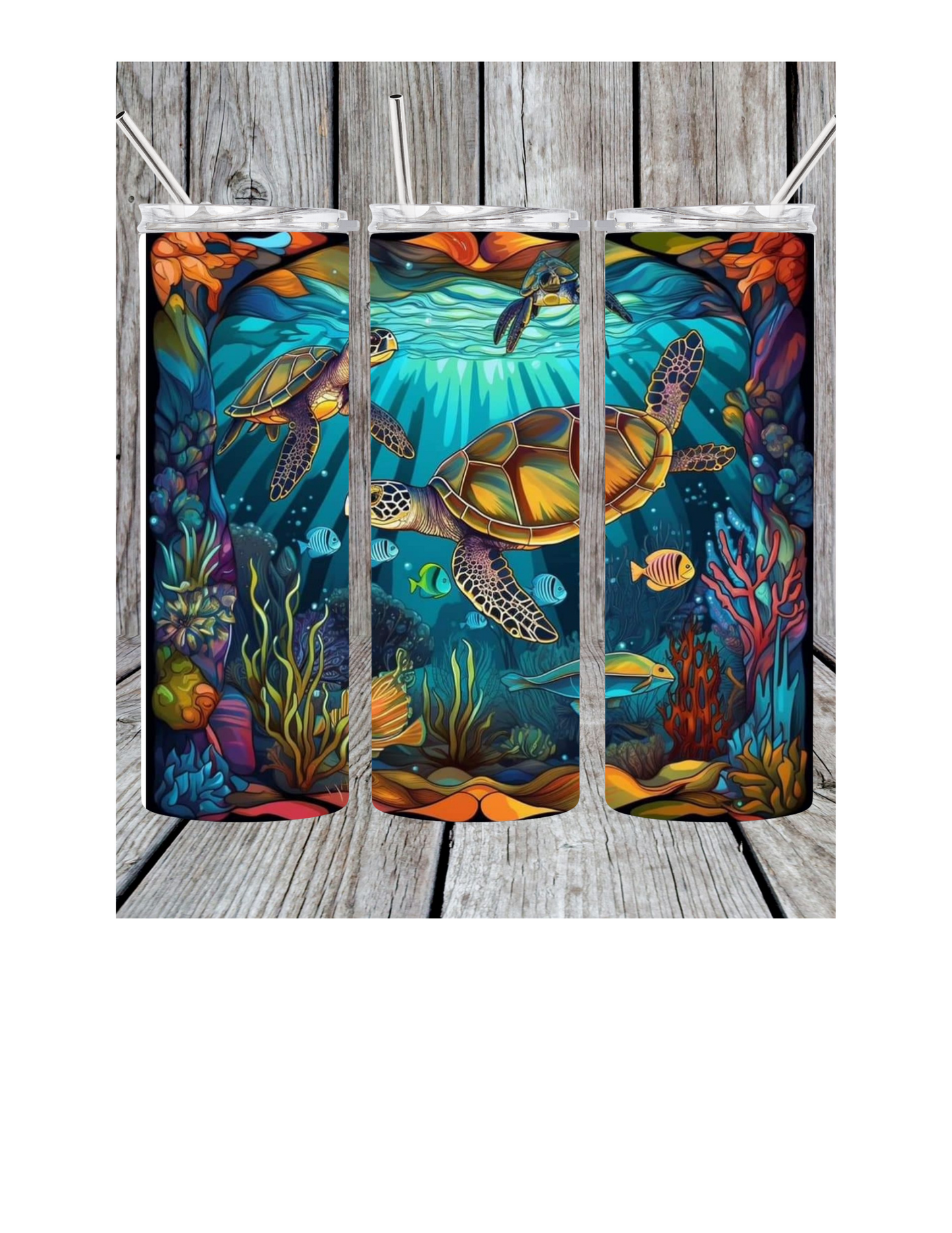 Sea turtle tumbler