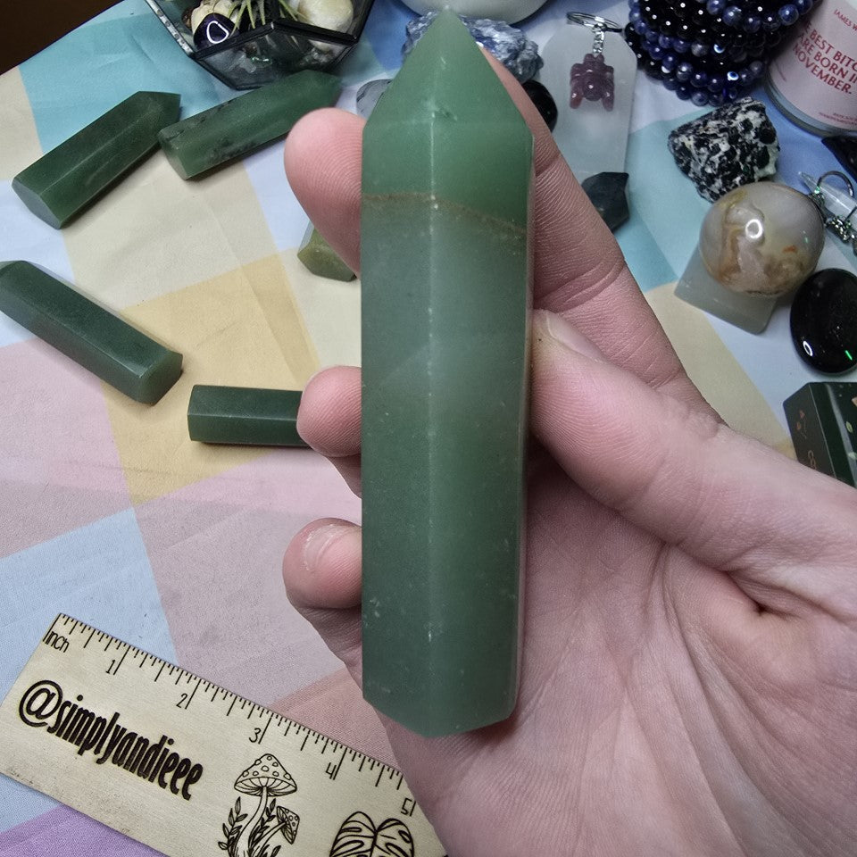 Green Aventurine Tower 3.5” Healing Crystal Point – Luck Abundance – New