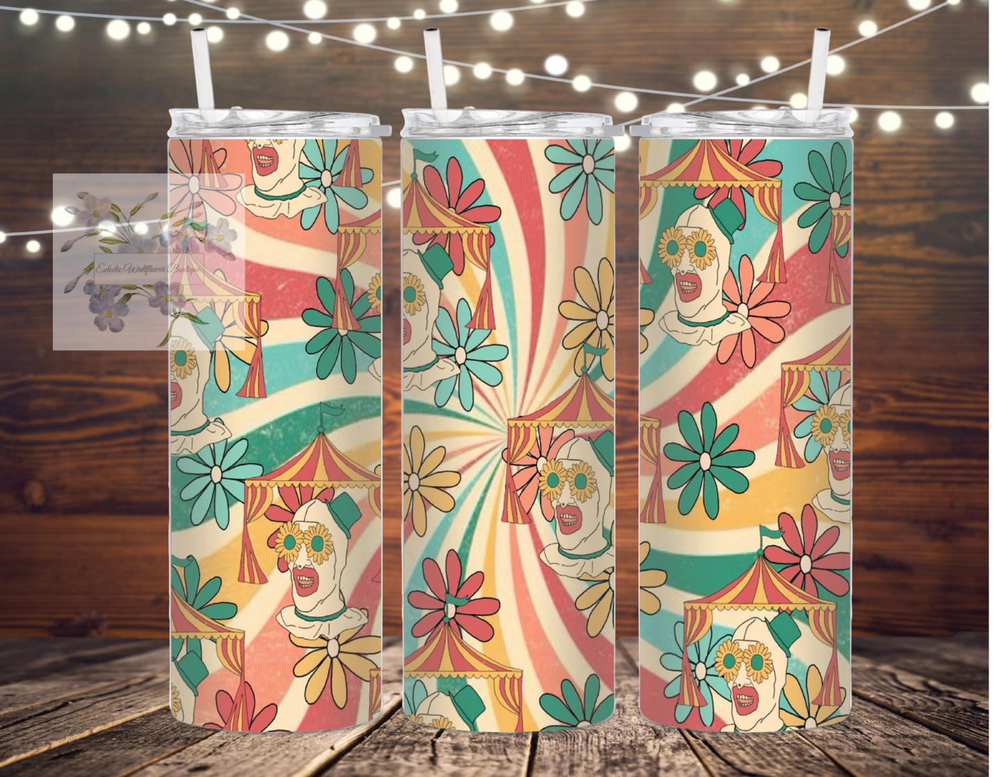 Circus Theme Art Clown Stainless Steel Tumbler