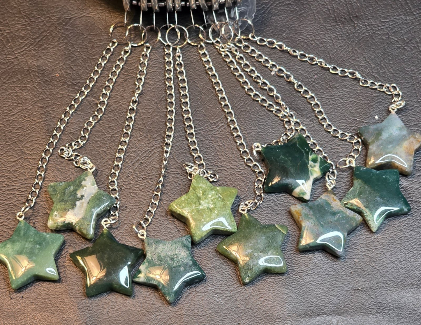 Moss Agate Crystal Star loose leaf tea infuser