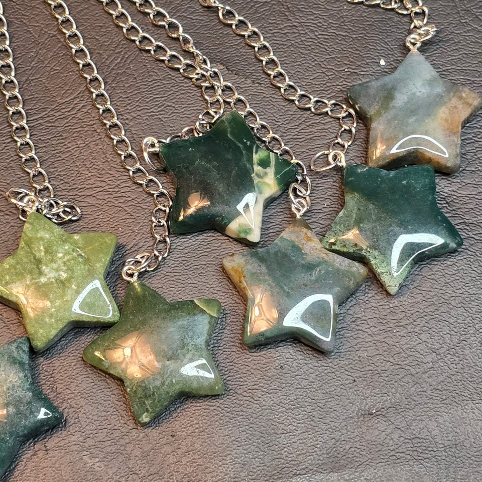 Moss Agate Crystal Star loose leaf tea infuser