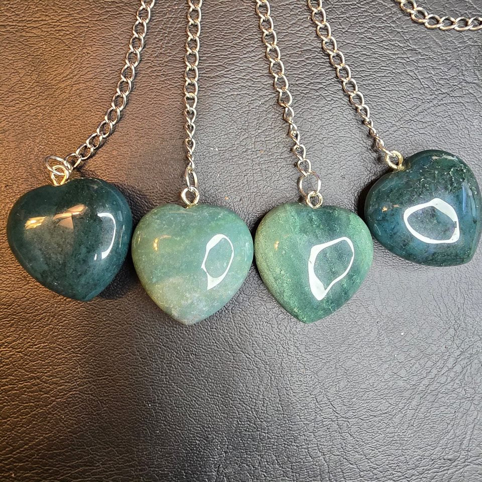 Moss Agate Crystal Heart Loose Leaf Tea Infuser
