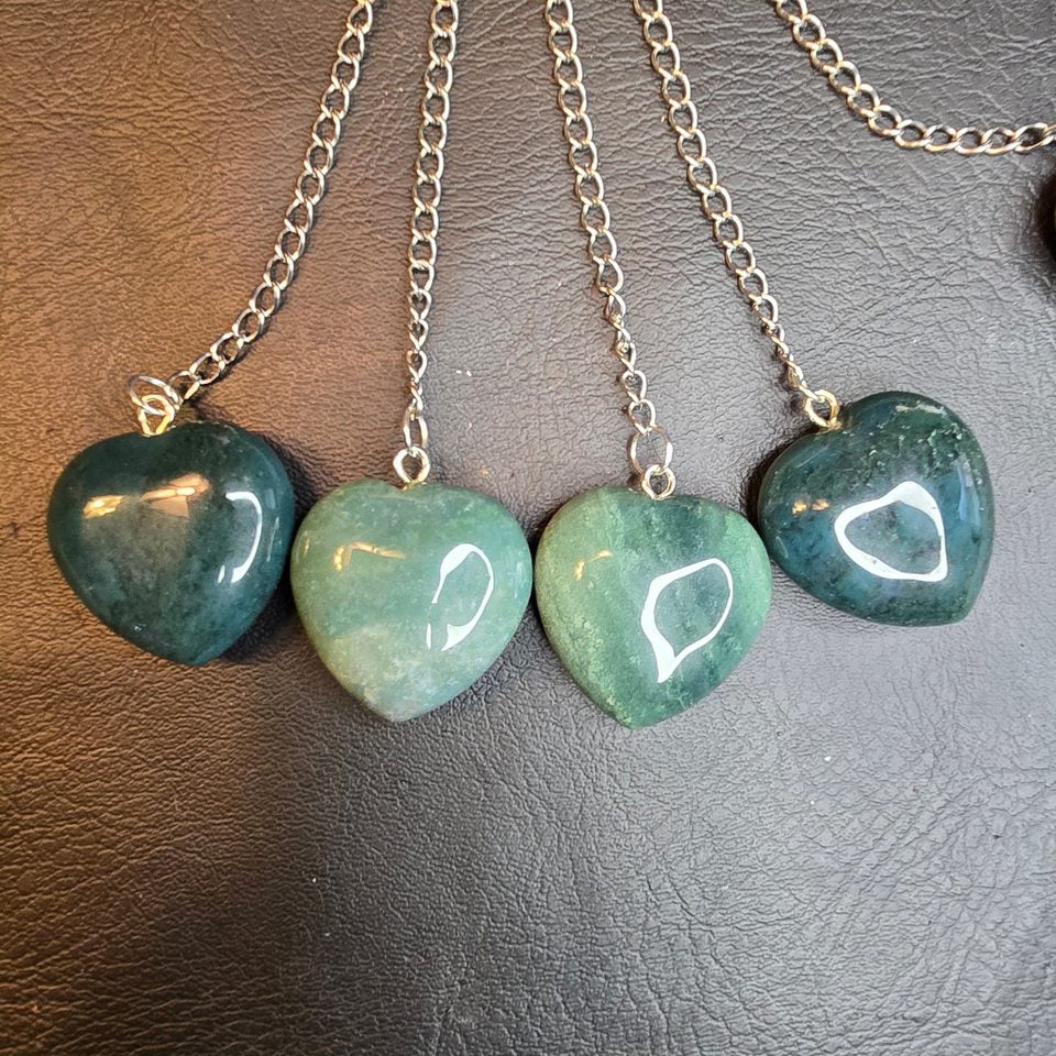 Moss Agate Crystal Heart Loose Leaf Tea Infuser