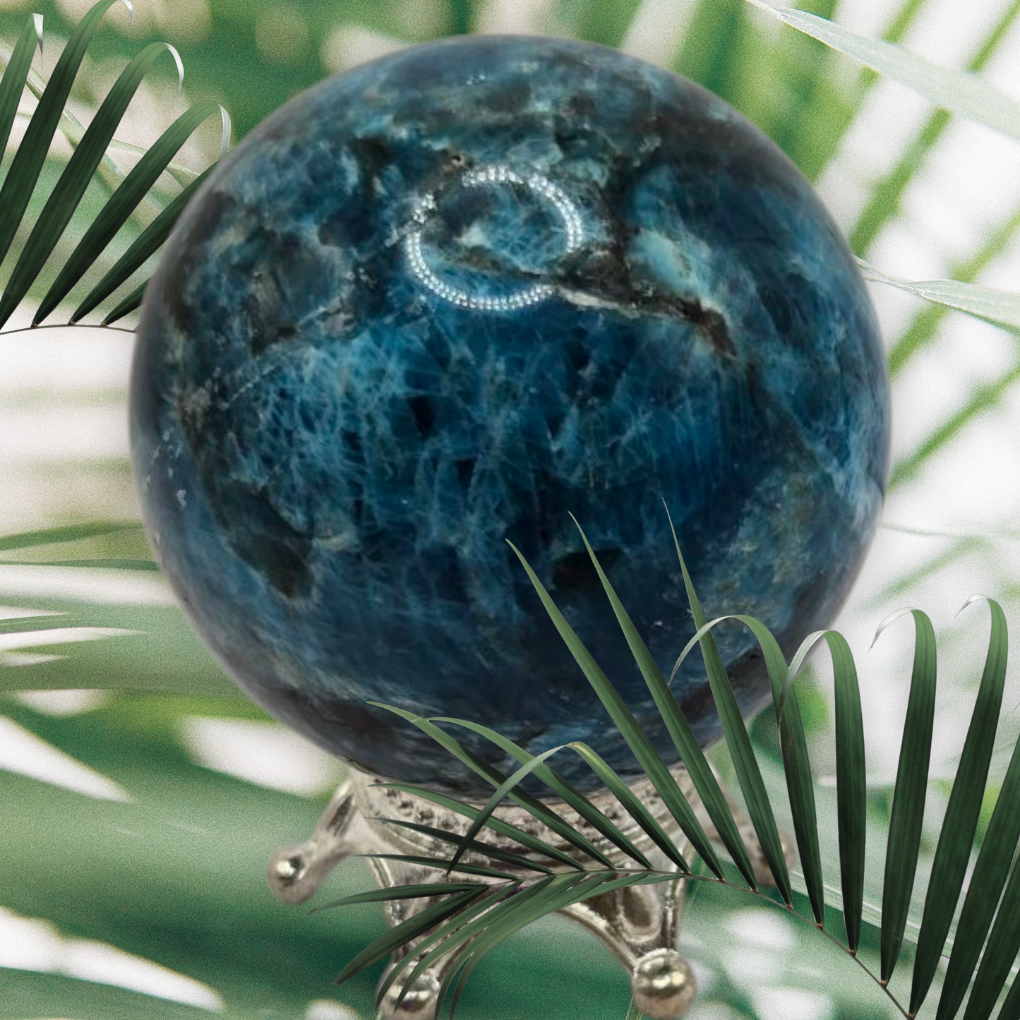 Blue apatite sphere