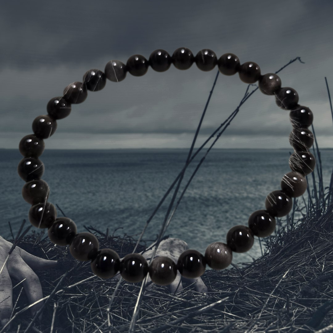 Silver sheen obsidian bracelet