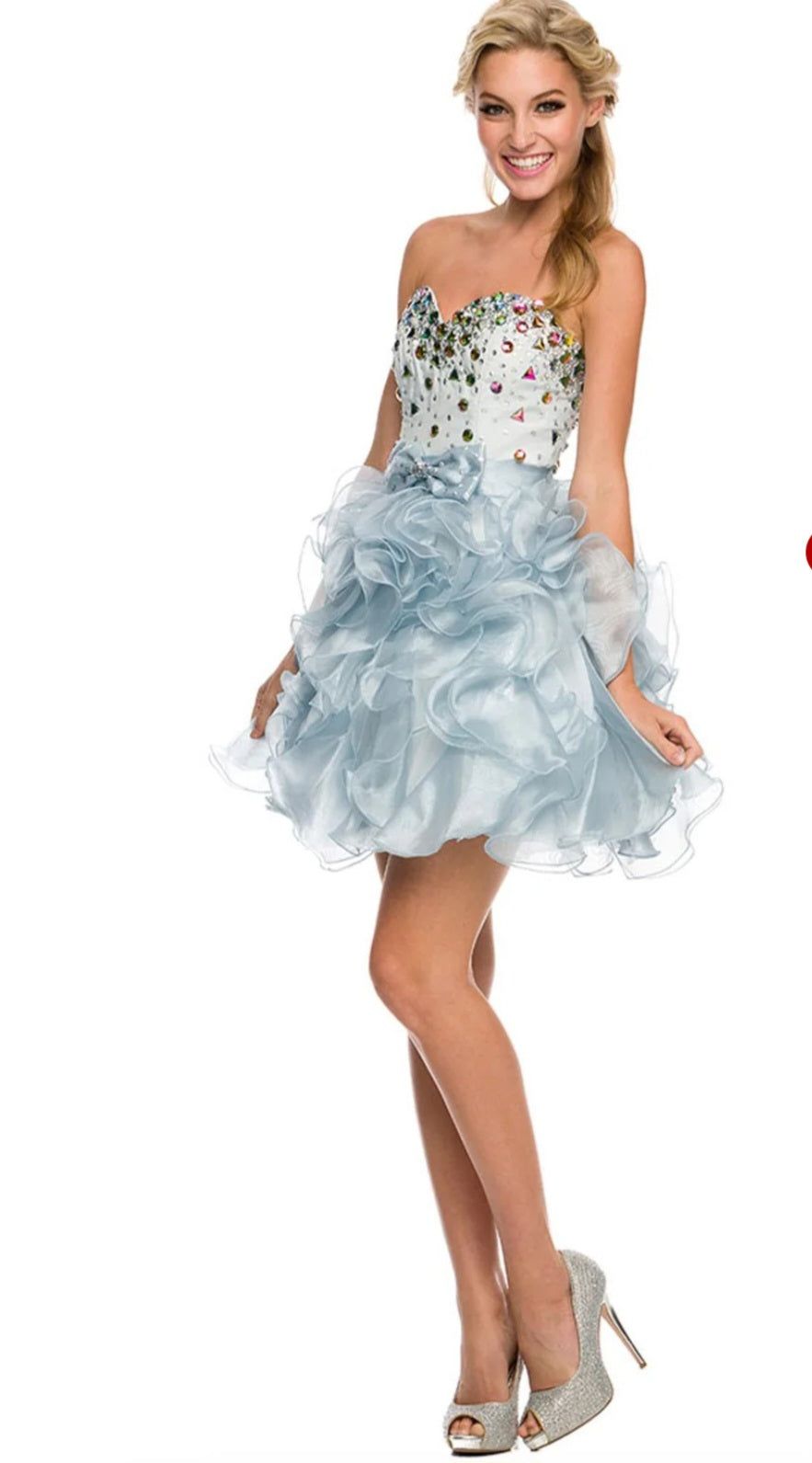 party dress wallflower Short Strapless Lace Dress With Beaded Waist By Nox L / GRAY