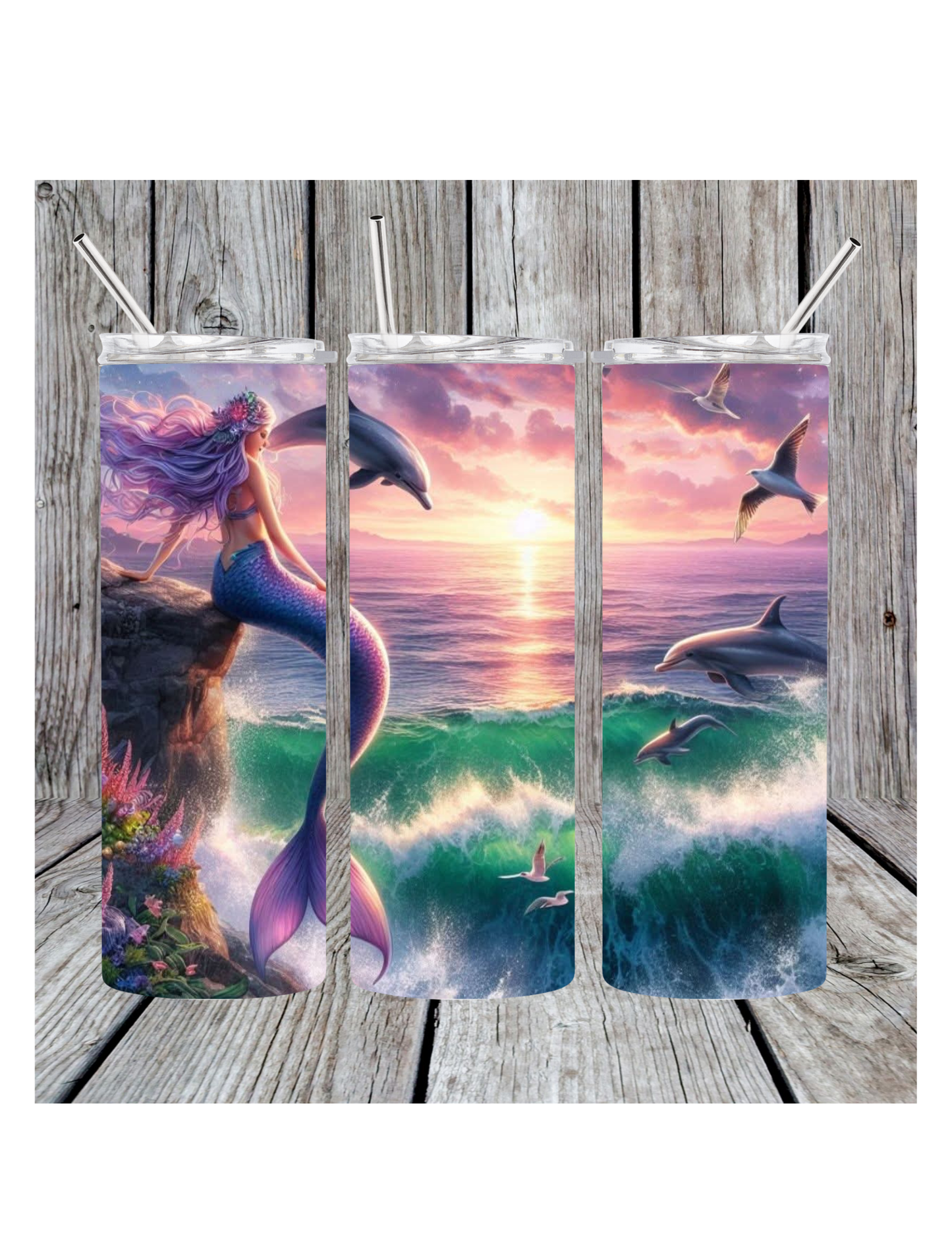 Mermaid and dolphin tumbler