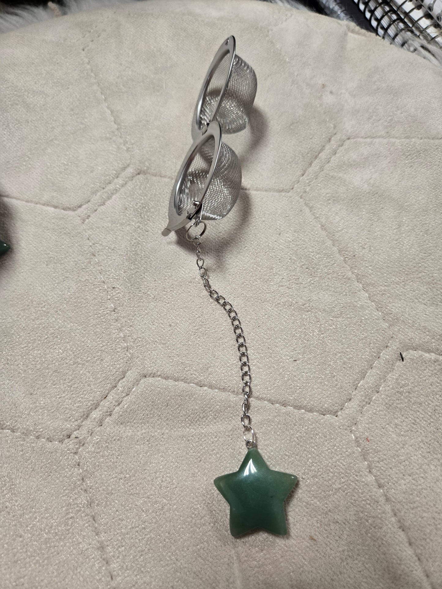 Green Aventurine star Loose Tea Leaf Infuser