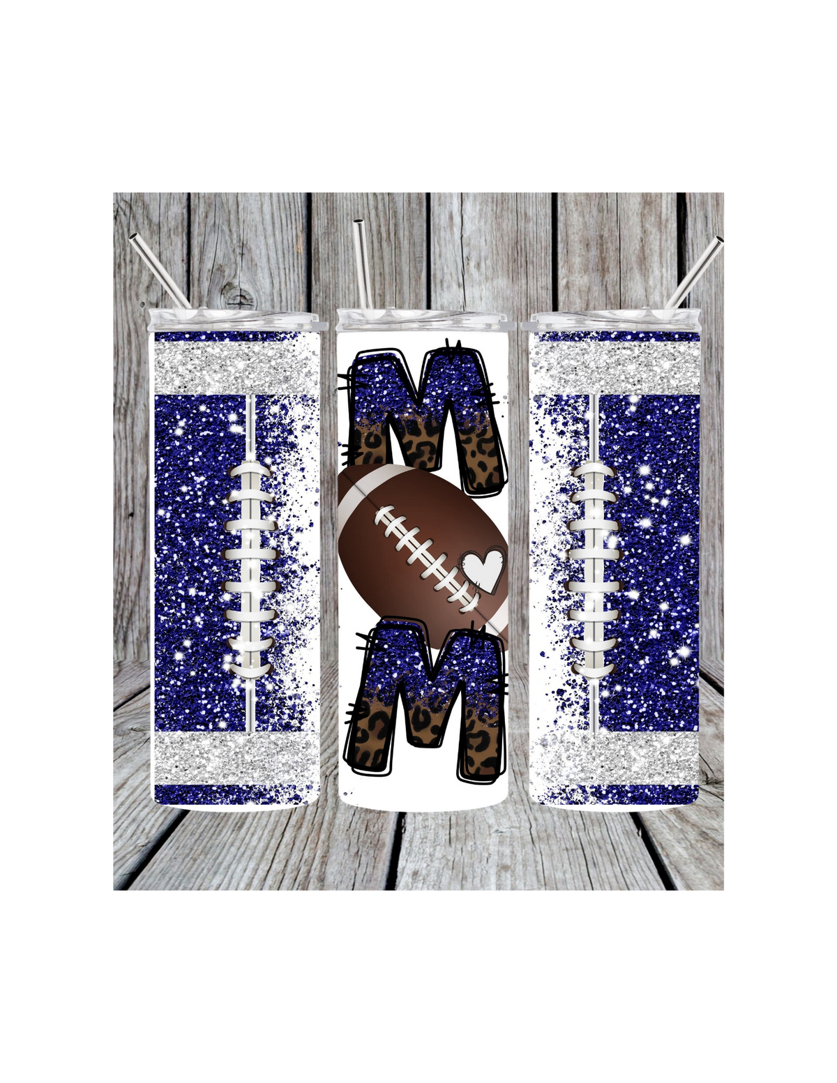 Purple football mom tumbler
