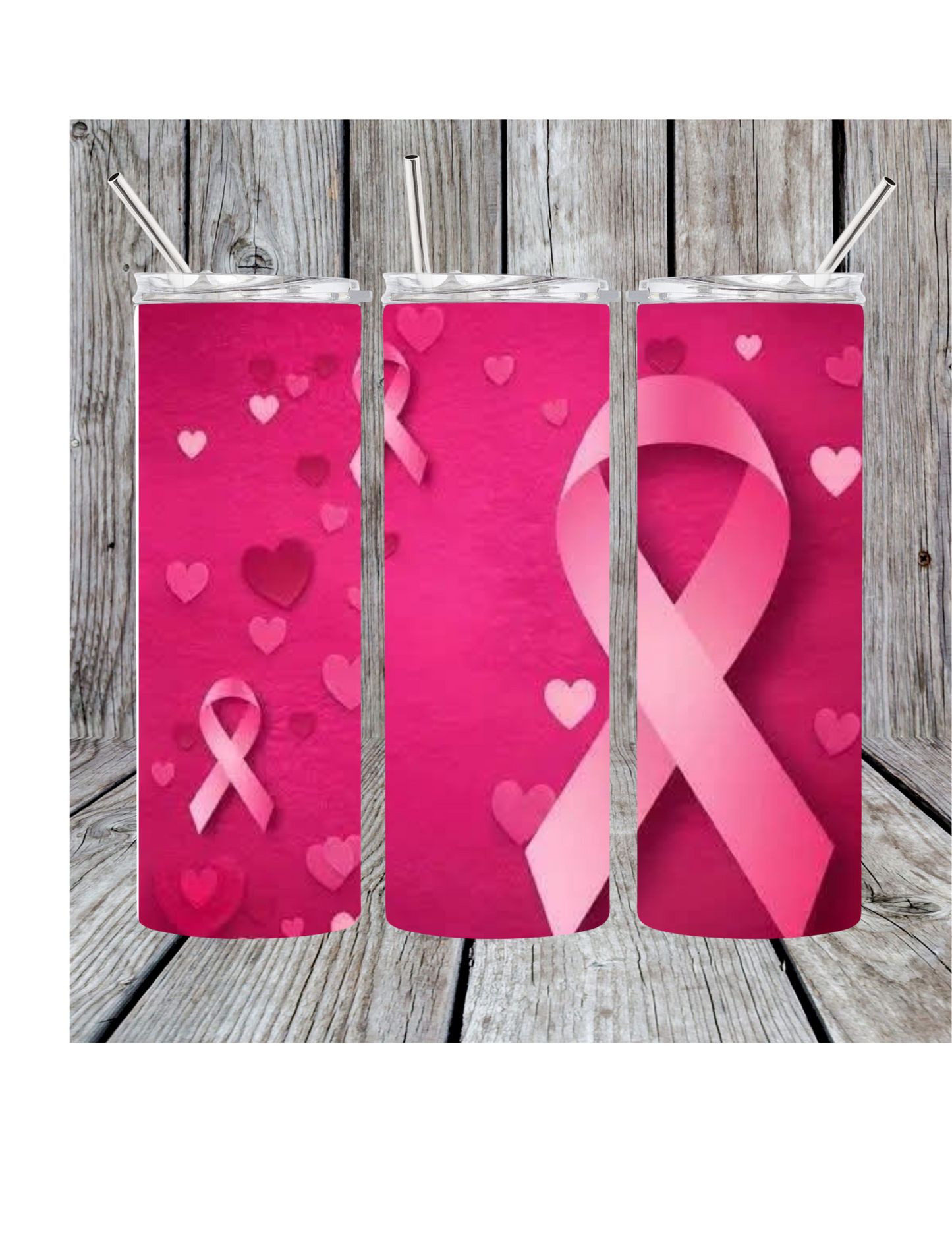 Breast cancer ribbon tumbler