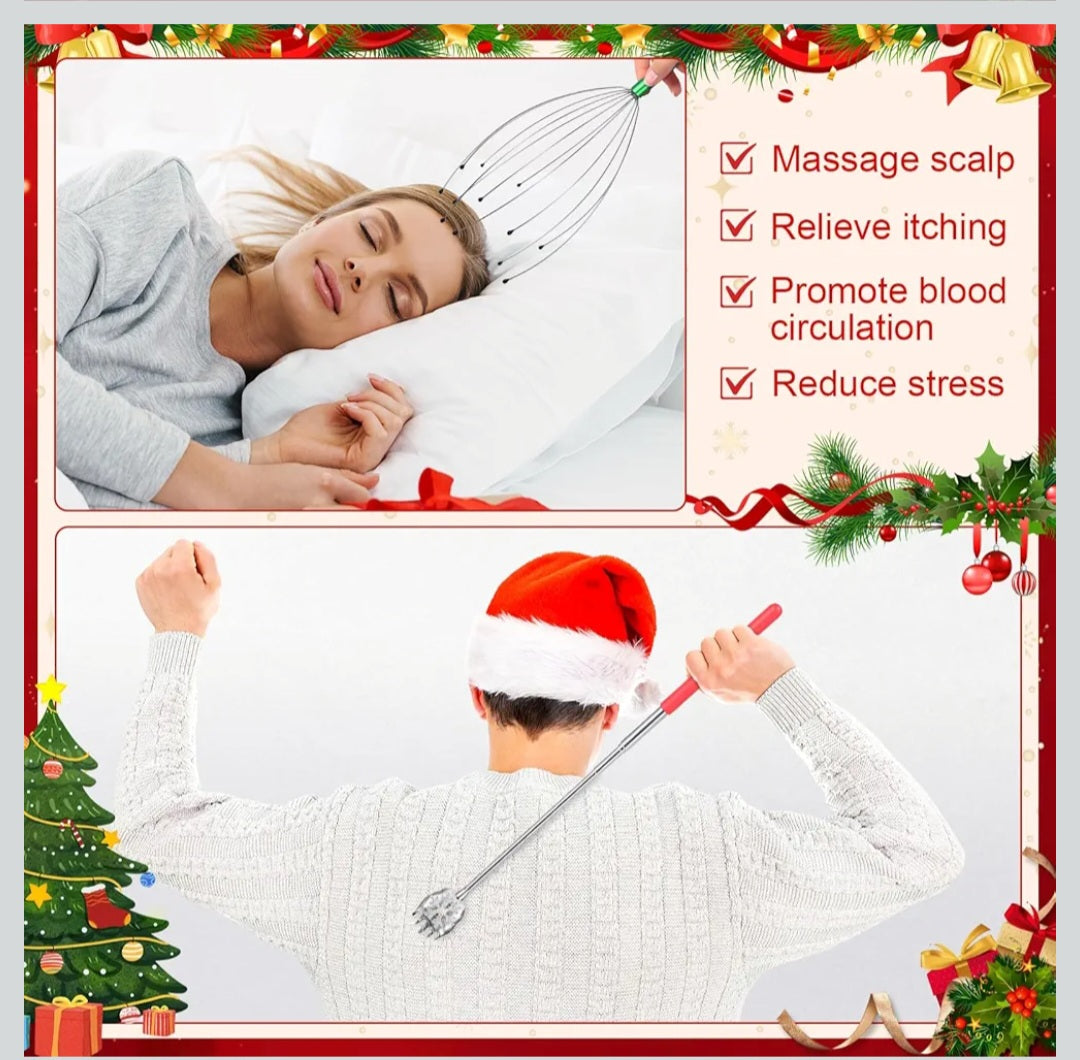 Scalp massager back scratcher gift set