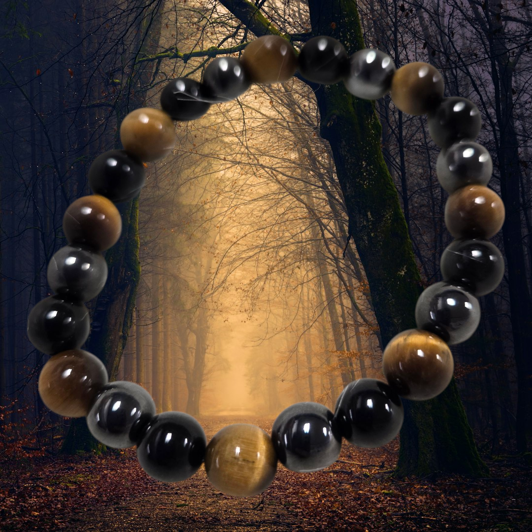 Hemitite tiger eye black tourmaline bracelet