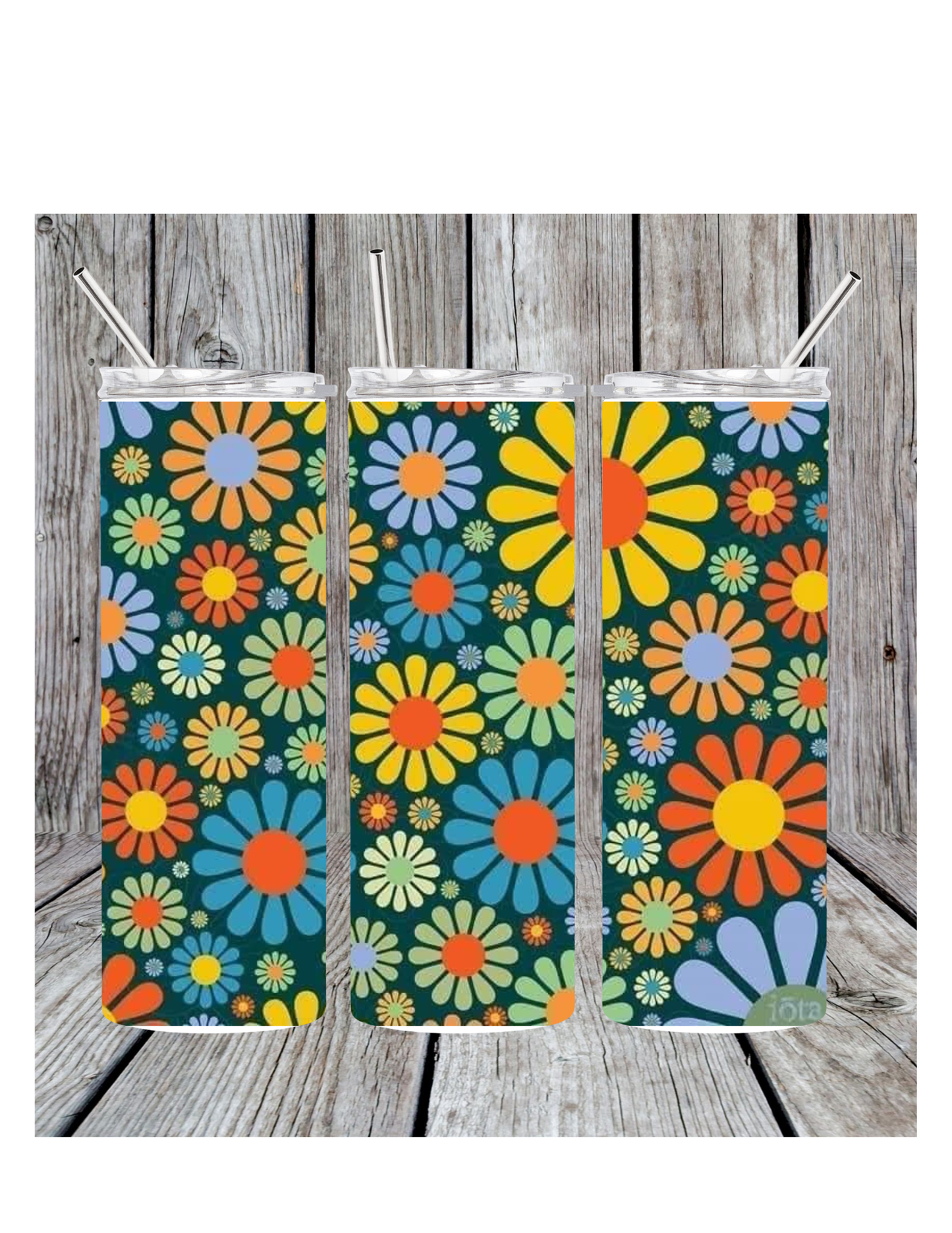 Retro flowers tumbler
