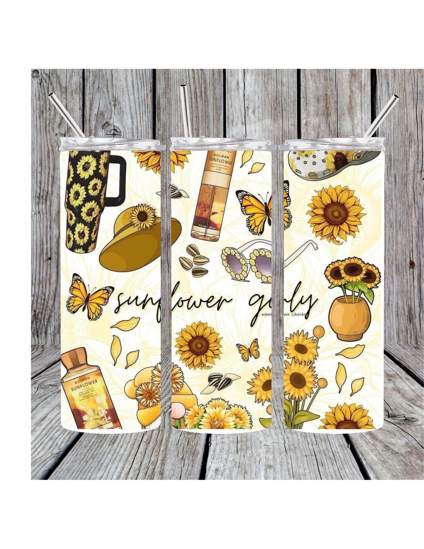 Sunflower girl tumbler