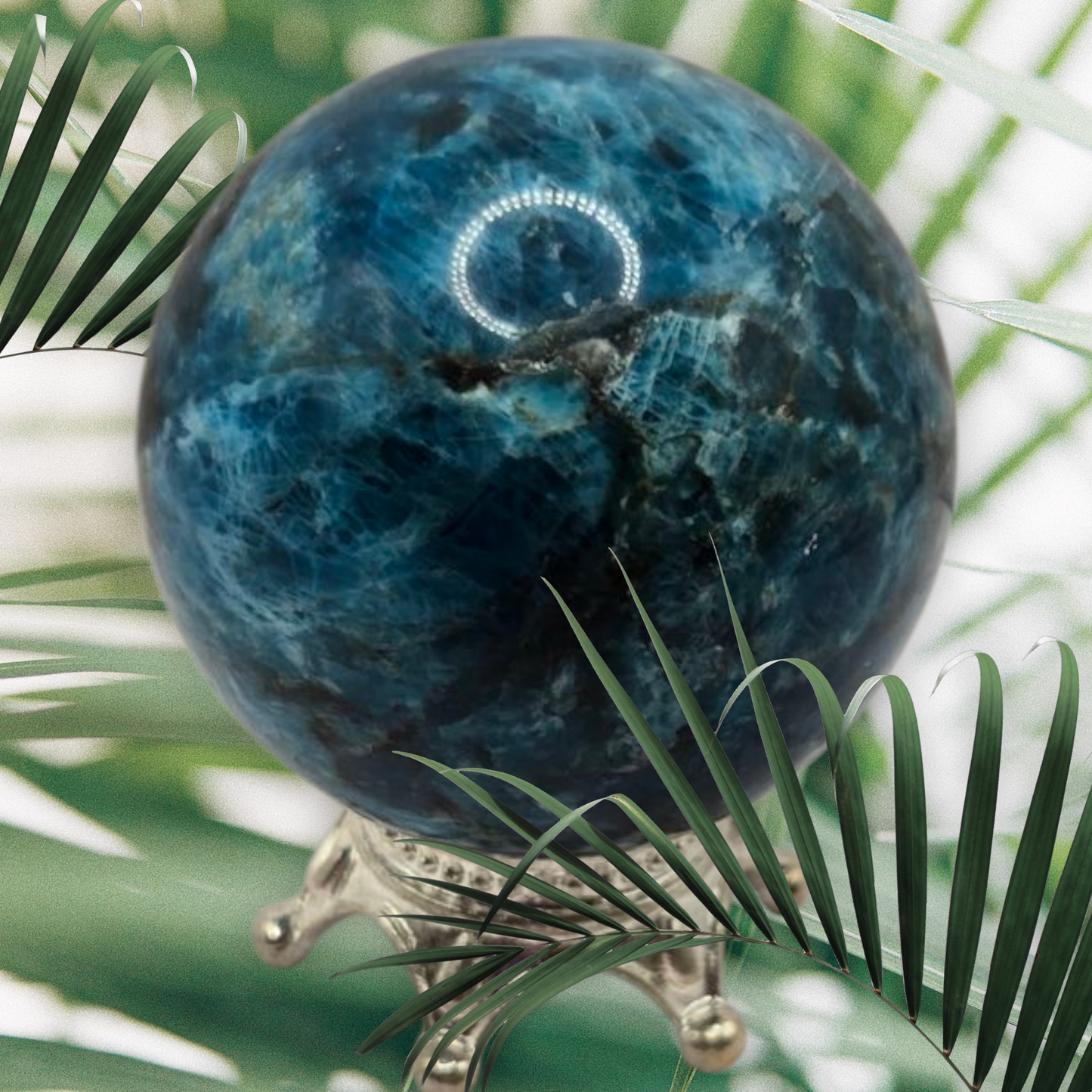 Blue apatite sphere