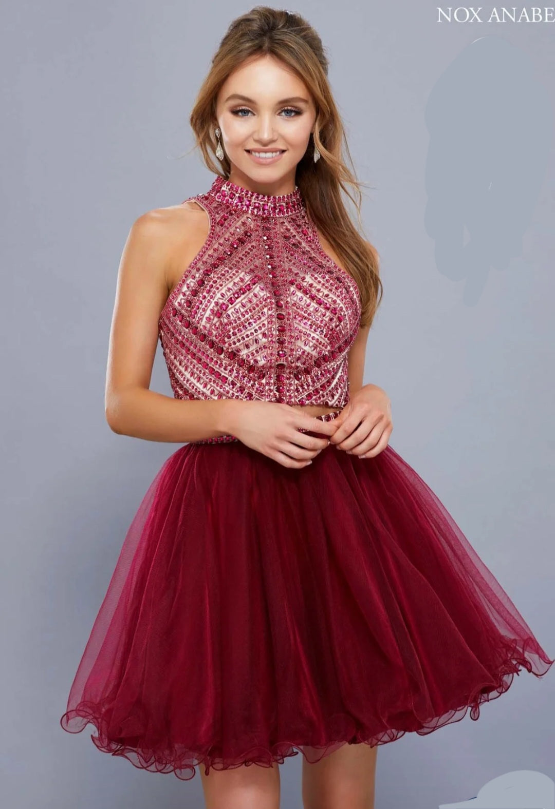 2pc dk red dress