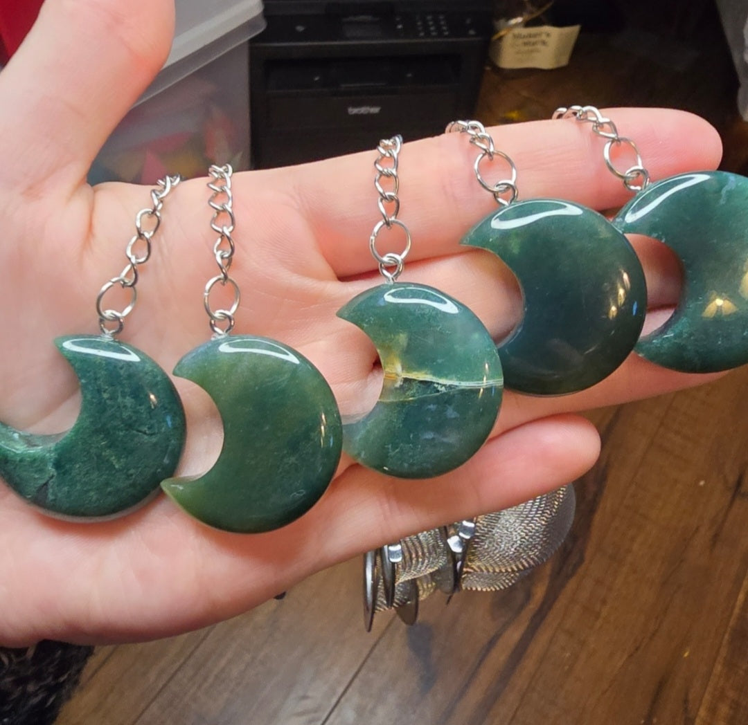 Moss agate moon tea diffuser