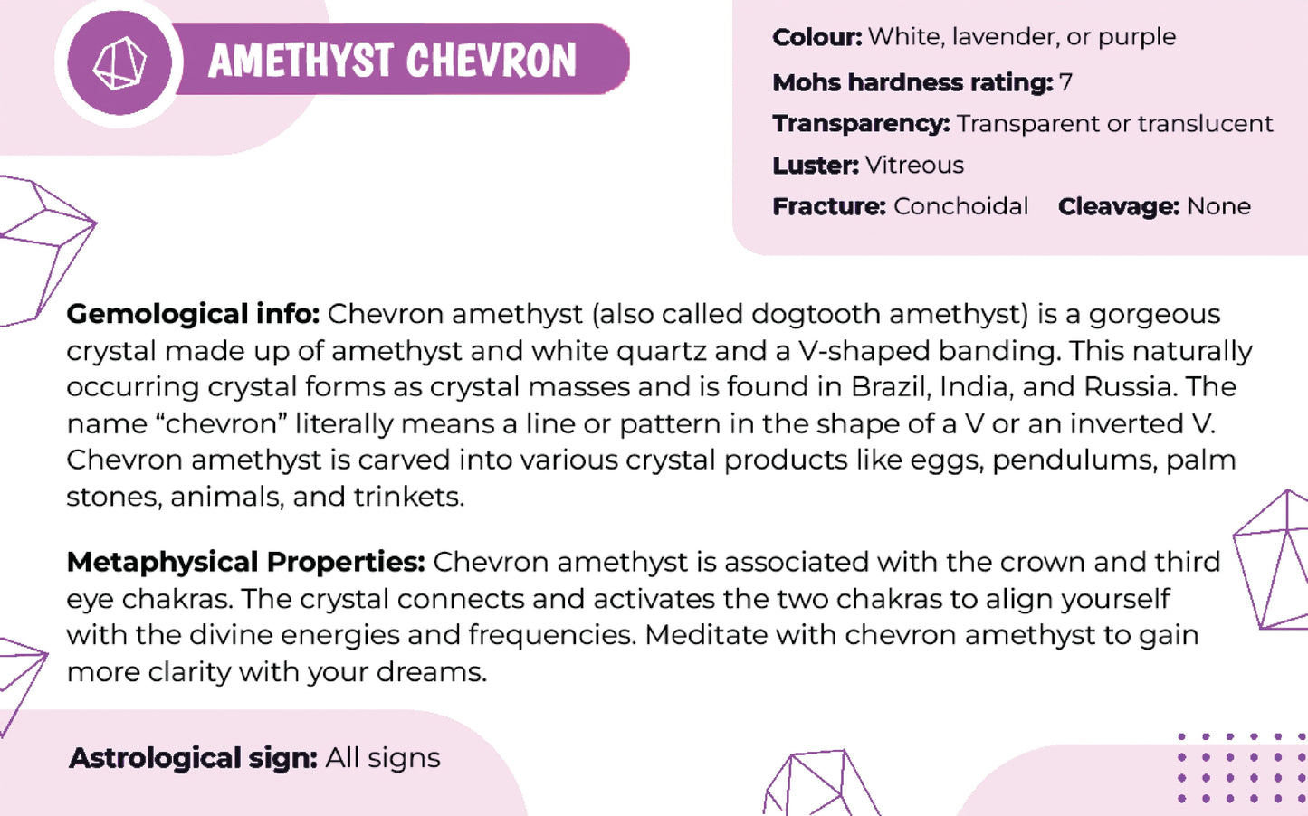 Chevron Amethyst moon with stand