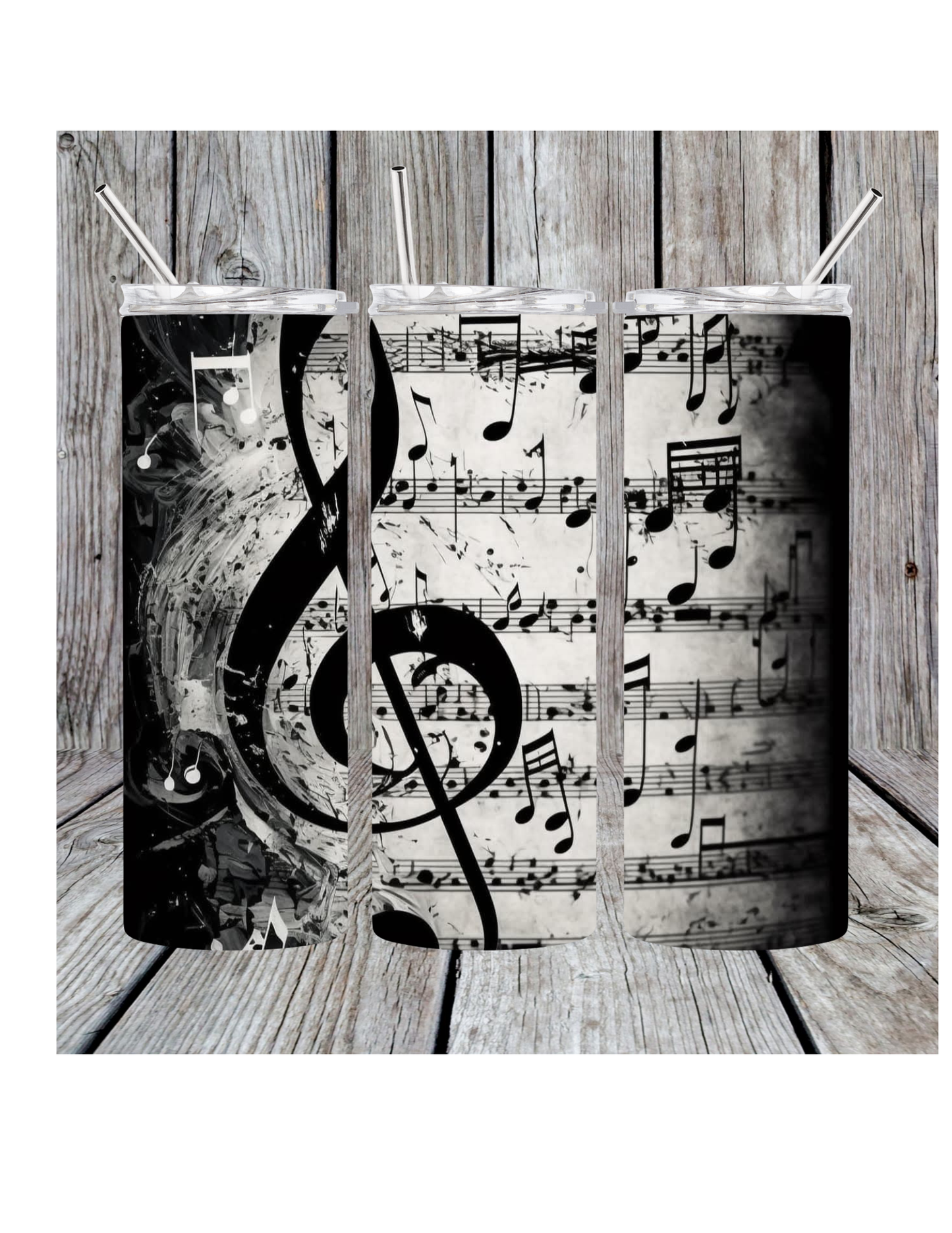 Black and white music tumbler