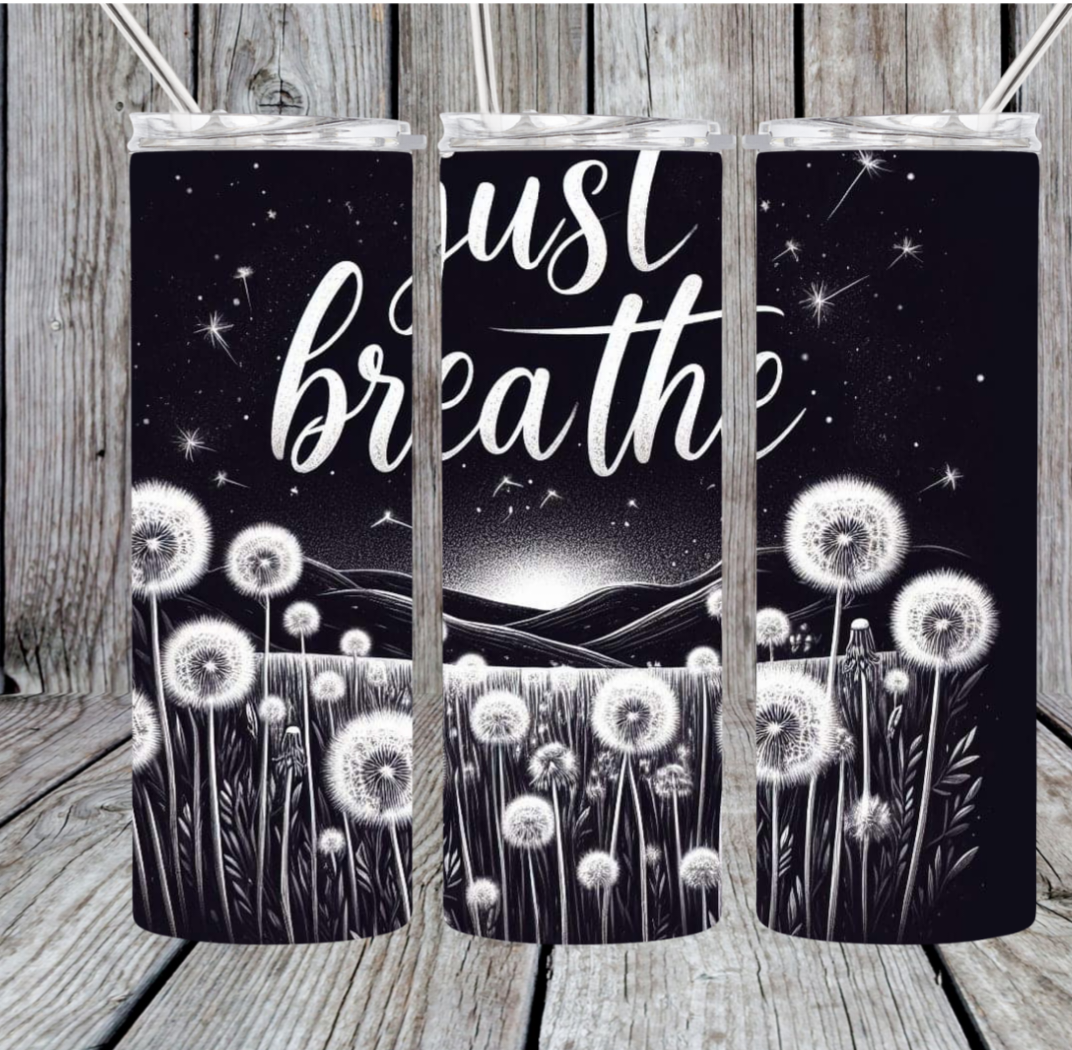 Black just breathe tumbler