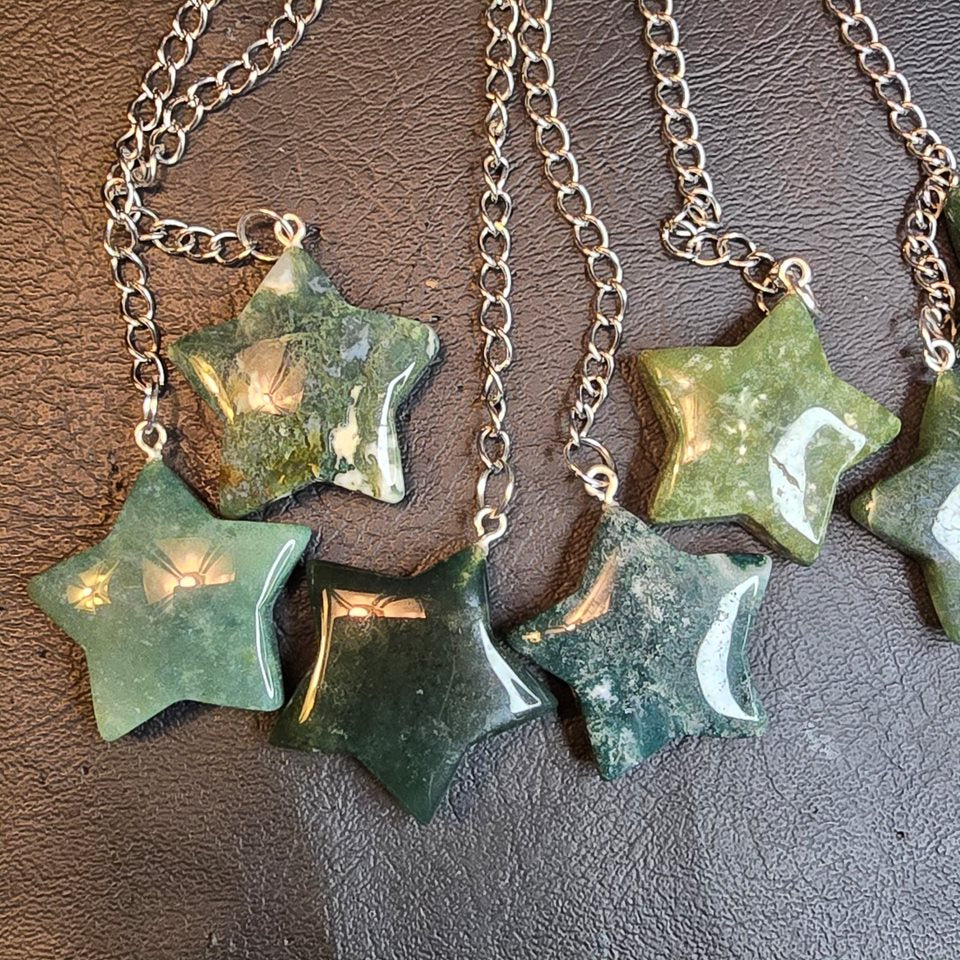 Moss Agate Crystal Star loose leaf tea infuser
