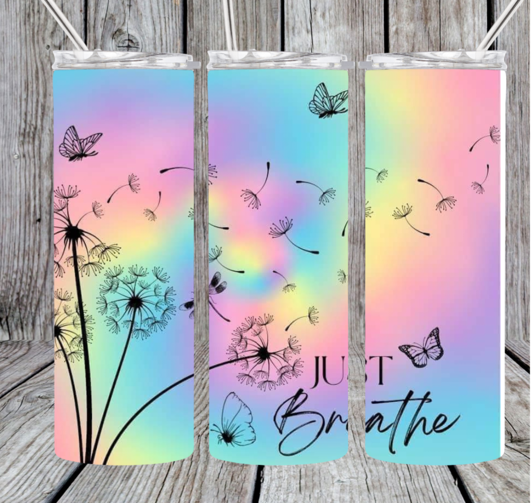 Pastel just breathe tumbler