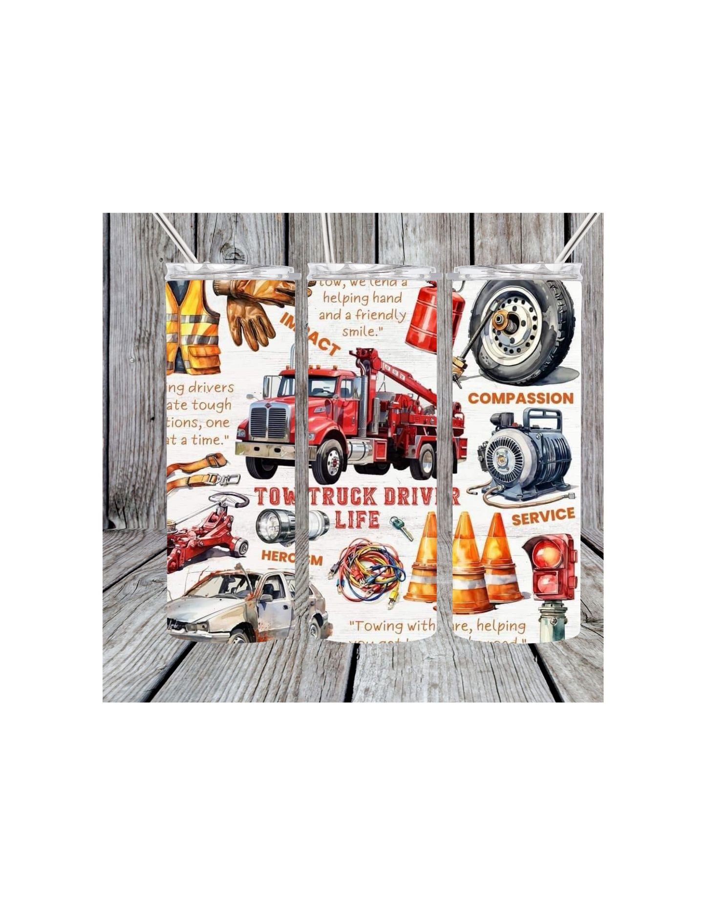 Tow truck driver tumbler