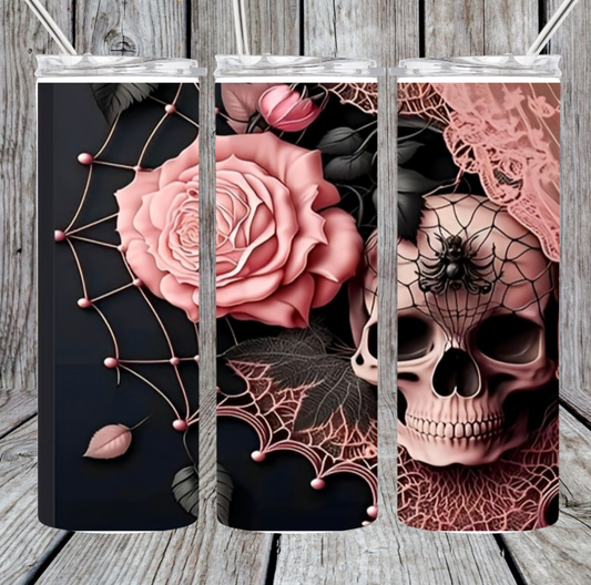 Pink skull tumbler