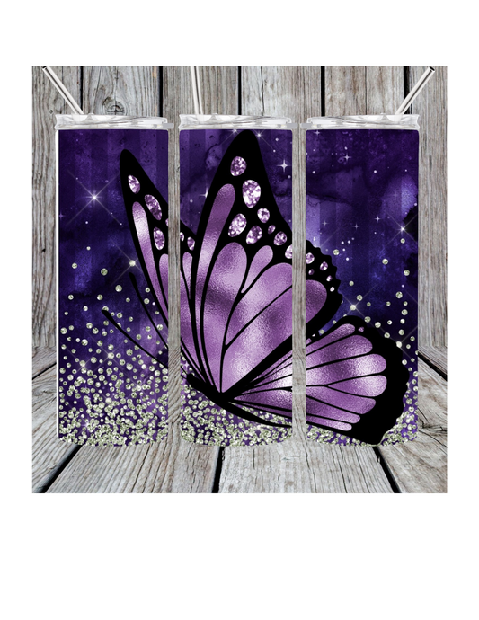 Purple butterfly tumbler
