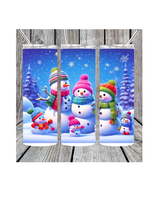 Snowman family tumbler